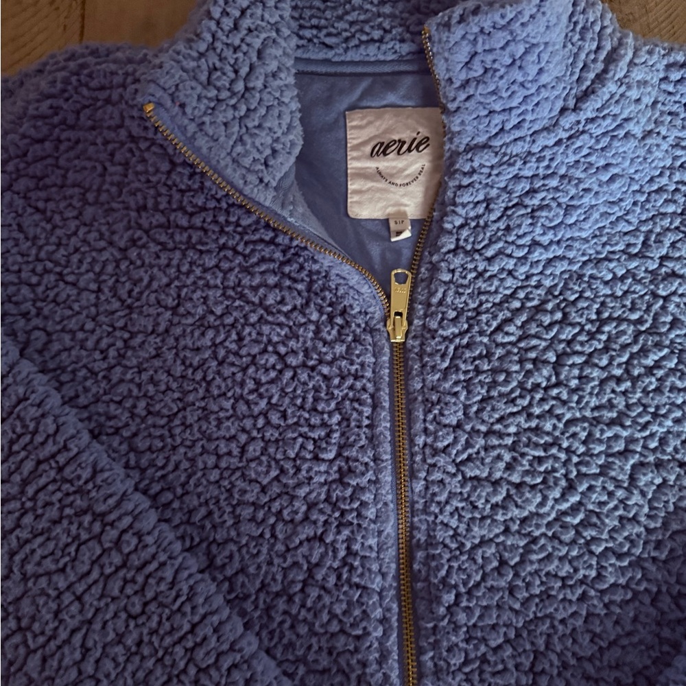 Aerie Women’s Sherpa Fleece Quarter Zip Sweatshirt Size Small - Picture 2 of 5